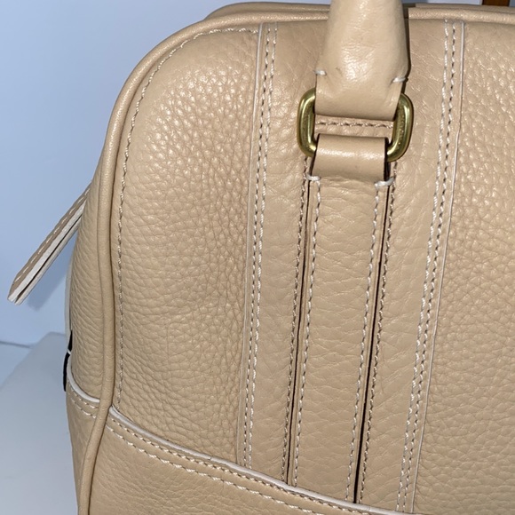 COACH 10526 Satchel Pepled Shoulder Bag Hand Bag Leather Beige - Picture 10 of 16